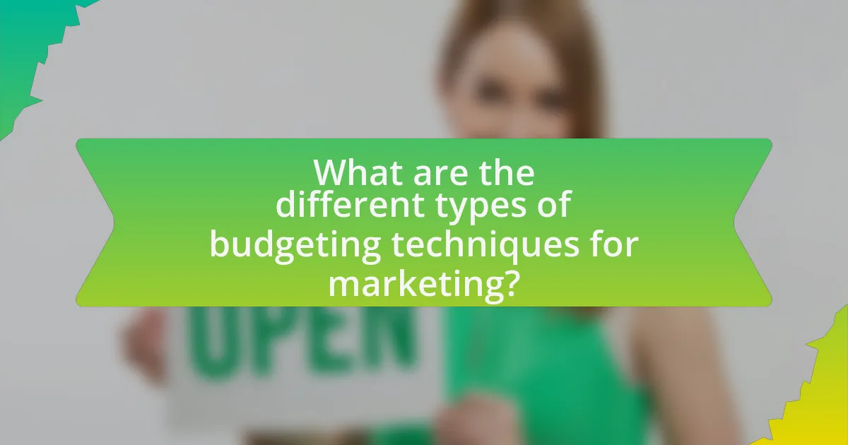 What are the different types of budgeting techniques for marketing?
