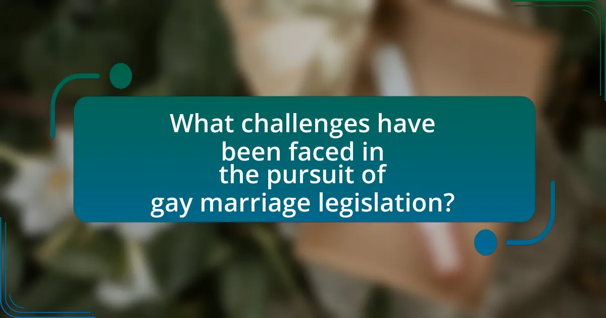 What challenges have been faced in the pursuit of gay marriage legislation?