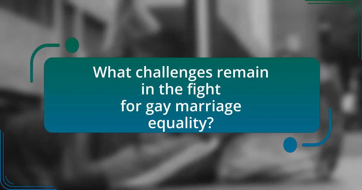 What challenges remain in the fight for gay marriage equality?