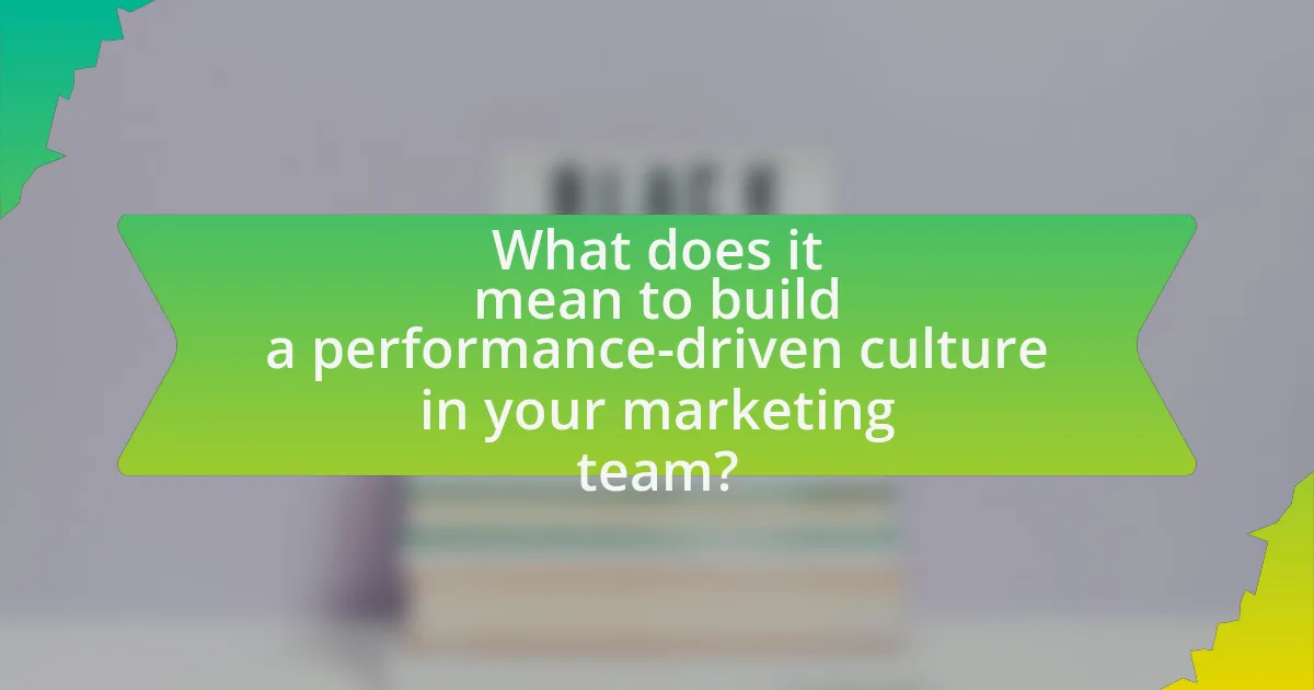 What does it mean to build a performance-driven culture in your marketing team?