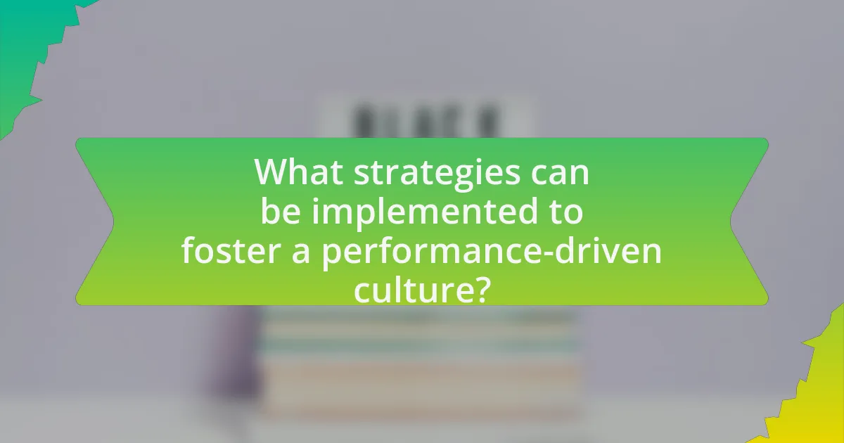 What strategies can be implemented to foster a performance-driven culture?